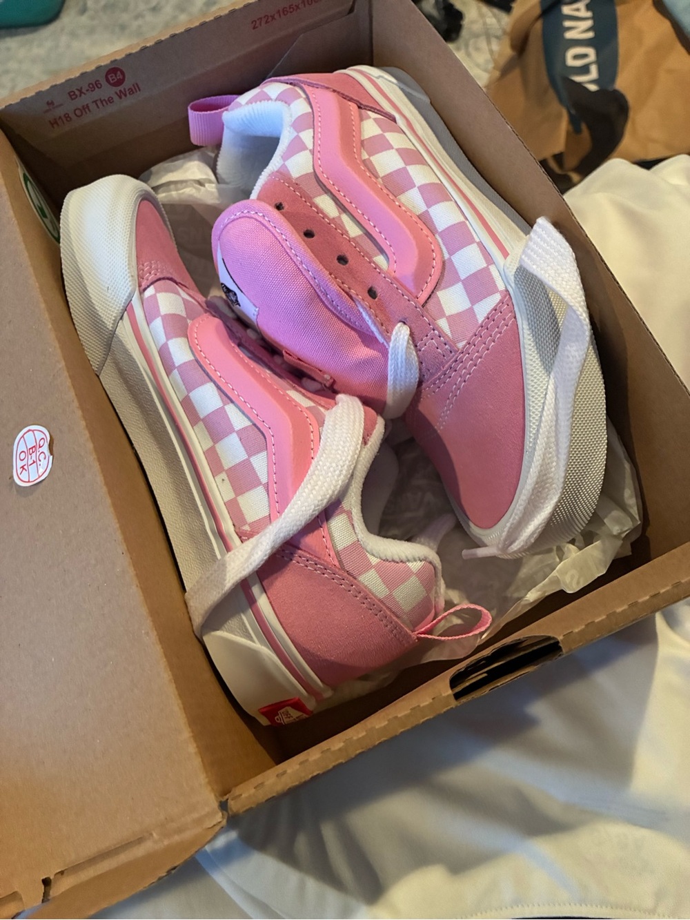 Vans Kids Pink and White Checkerboard Old Skool Sneakers girls
